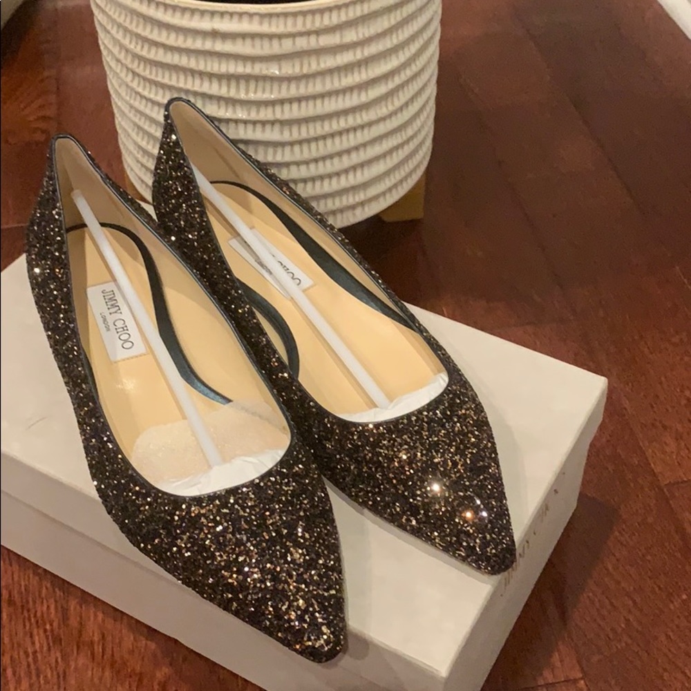 Jimmy Choo Flat Romy Glitter Skimmer